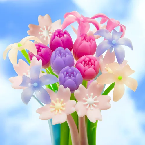 Tenare 18 bolígrafos de flores que cambian de color, bolígrafos de tinta de gel coloridos, bolígrafos de rosa para la escuela, hogar, oficina,