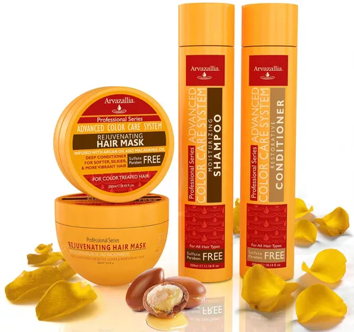 Miniatura 3 de Advanced Color Care - Juego de champú y acondicionador sin sulfatos para cabello teñido con aceite de argán y aceite de macadamia por Arvazallia