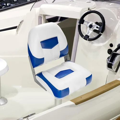 Miniatura 9 de GYMAX Asientos de barco, paquete de 2 asientos plegables de barco con respaldo bajo con tornillo de acero inoxidable incluido, sillas plegables