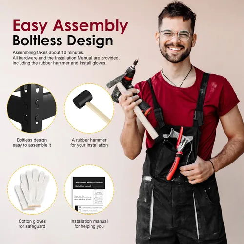 Miniatura 6 de Prilinex Estantes de almacenamiento resistentes de 48 pulgadas de ancho x 18 pulgadas de profundidad x 72 pulgadas de alto, estantería de metal