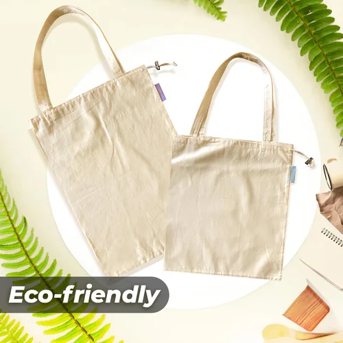 Miniatura 7 de purifyou Juego de 9 mini bolsas de lona de algodón orgánico reutilizables con cordón para comprar comestibles, productos secos, artículos esenciales