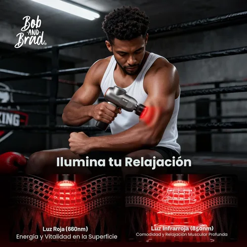 Miniatura 2 de BOB AND BRAD Pistola de masaje C2 Ultra con calor, LED rojo e infrarrojo, masajeador de percusión de tejido profundo elegible por la FSA para Negro