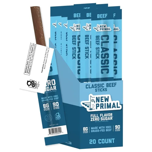 Miniatura 10 de The New Primal Palitos de carne de res alimentada con pasto, keto, bocadillos saludables sin gluten para adultos, sin azúcar, bajo en carbohidratos