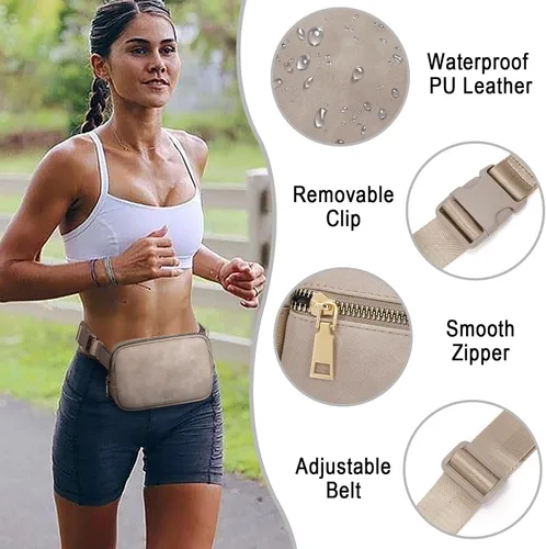 Miniatura 5 de CLUCI Riñonera para mujer, cangurera cruzada para mujer, moderna, de piel sintética, con correas ajustables, Gris