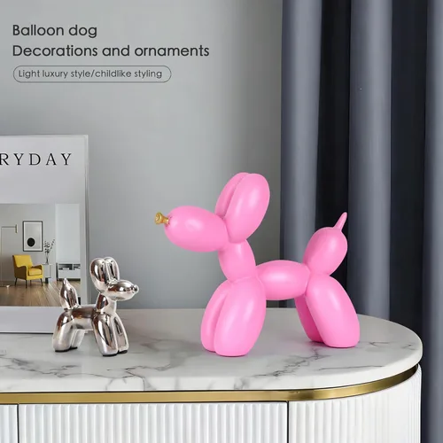 Miniatura 6 de Notakia Estatua creativa de globo rosa para perro, manualidades, decoración de sala de estar, decoración de escritorio, estatua de animal moderna