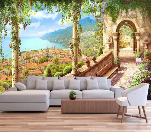 Miniatura 26 de Reyhui - Mural de pared con imagen de bosque y arroyo, papel tapiz grande con escena natural para dormitorio, sala de estar, fondo de TV, sofá