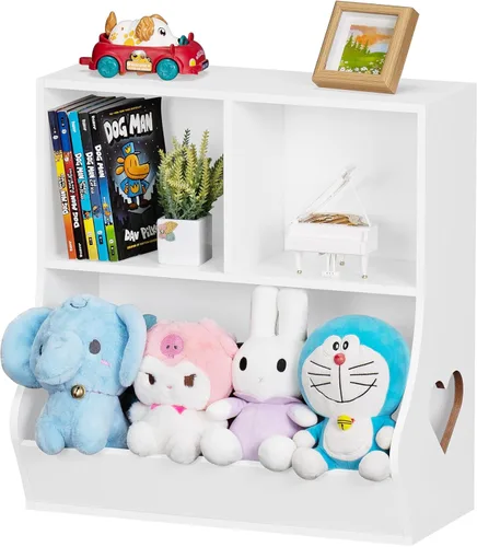 Miniatura 10 de Lerliuo Estantería y organizador de almacenamiento para bebés y niños pequeños, gabinete y librero para niños, estante de madera con 3 Azul