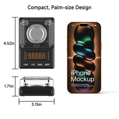 Miniatura 4 de Báscula de miligramos de 3.53 oz x 0.00 oz, escala de polvo MG con apagado automático seleccionable, nivel de burbuja integrado, peso de calibración