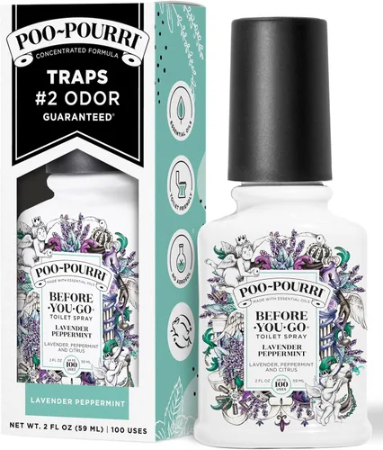 Poo-Pourri Before-You-Go - Aerosol para inodoro, aroma a menta lavanda, 2 onzas líquidas, hasta 100 usos, desodorante para baño, a base de plantas