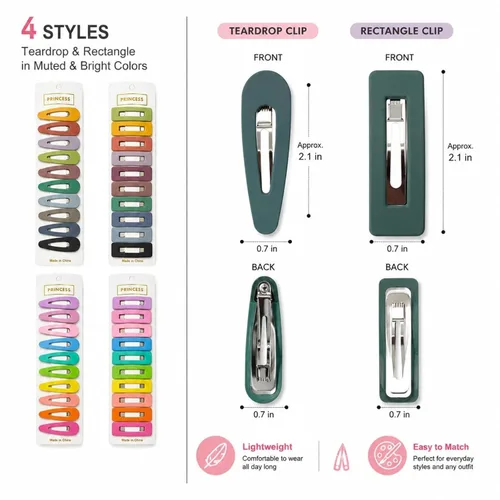 Miniatura 2 de Pasadores pequeños mate para mujeres y niñas, B.PHNE clip de cabello con cierre de 2.1 pulgadas para cabello grueso o fino, lindos colores neutros
