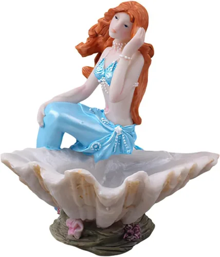 Miniatura 6 de Figuritas de sirena, adorno de acuario, resina, estilo mediterráneo, sirena, princesa, manualidades, estatua, organizador de almacenamiento de Azul