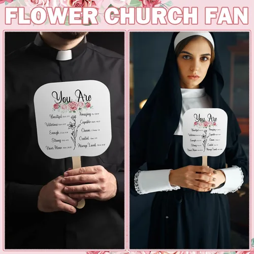Miniatura 7 de Sherr 50 unidades de fanáticos cristianos a granel para iglesia religiosa para fanáticos de mano, salón de oración del Señor, Día de la Madre