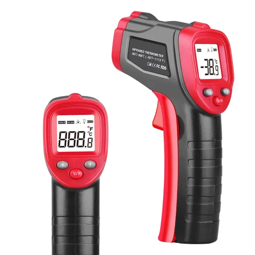 Pistola de termómetro infrarrojo, termómetro láser sin contacto, pistola de temperatura de -58 ℉ ~ 1112 ℉, termómetro de temperatura de emisividad