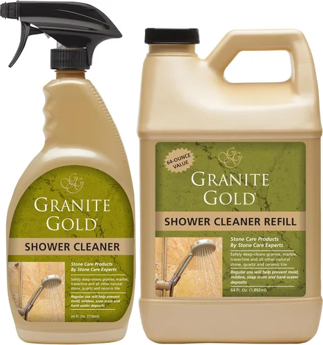 Miniatura 8 de Granite Gold Spray limpiador de ducha para superficies de cuarzo, granito, mármol, cerámica y otras superficies de piedra, fabricado en los Estados