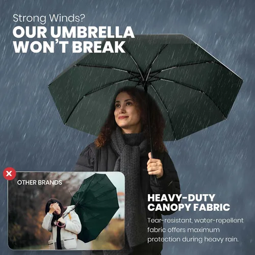 Miniatura 26 de Rain-Mate Paraguas compactos resistentes al viento para la lluvia, diseño de costilla de fibra de vidrio reforzada fuerte y apertura y cierre
