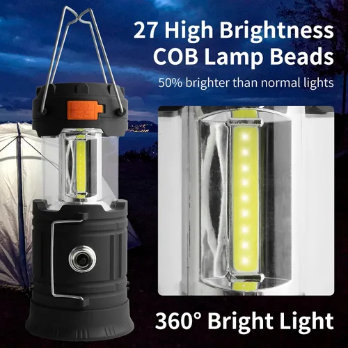 Miniatura 6 de Linterna solar de campamento con manivela, linterna LED ultra brillante portátil de gran capacidad, cargador USB, linterna electrónica