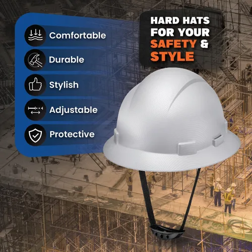 Miniatura 2 de Casco de construcción OSHA de ala completa con diseño camuflaje ventilado de acabado mate, suspensión de 6 puntos Fibra de carbono gris claro