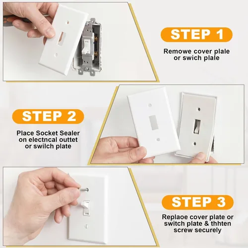 Miniatura 3 de Tondiamo 46 Paquetes de Almohadillas de Aislamiento para Tomacorrientes, Selladores de Placas de Pared para Ahorro de Energía Eléctrica, Aislamiento