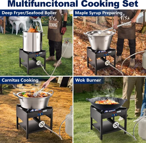 Miniatura 6 de ARC USA, 200.000 BTU al aire libre de alta presión de hierro fundido propano de cocina de gas único estufa, regulador y manguera ajustable de 0-20