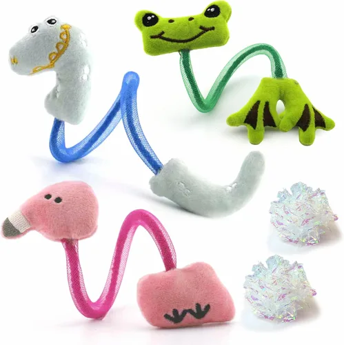 Miniatura 9 de Juego de Juguetes Interactivos para Gatos, Palitos Masticables de Silvervine y Juguete de Resorte para Gatos, Juguetes de Hierba Gatera para 10 packs