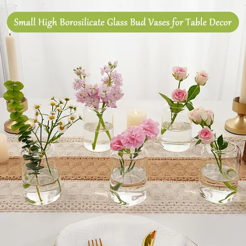 Miniatura 7 de Jarrones pequeños de cristal, juego de 10 jarrones transparentes para centros de mesa, mini jarrón a granel para flores para bodas, fiestas