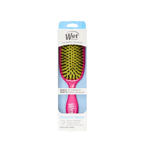Miniatura 11 de Wet Brush Cepillo de pelo potenciador de brillo, color rosa, exclusivo con cerdas IntelliFlex ultrasuaves, cerdas naturales de jabalí que dejan
