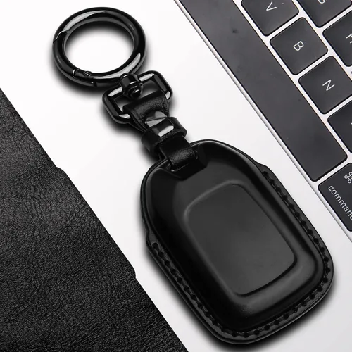 Miniatura 5 de Tukellen Compatible con funda de llave de cuero Chevrolet con llavero, compatible con Silverado GMC Sierra 2019 2020 2021, Negro