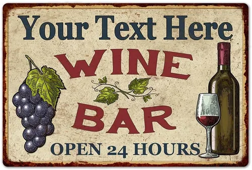 Letrero personalizado para bar de vinos, letreros personalizados, retro, rústico, vintage, placa de cocina para pub, decoración de pared, decoración