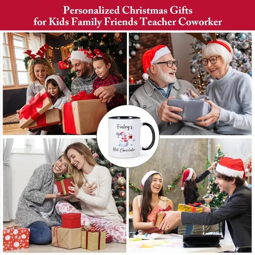 Miniatura 7 de Tazas de café de Navidad con nombre personalizado, tazas de chocolate caliente para niños, taza de té de cerámica de 11 onzas, taza de té de muñeco