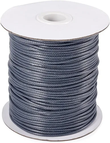Miniatura 15 de Cheriswelry 90 yardas/rollo de 0.079 pulgadas, cordón encerado negro de poliéster coreano, joyería de cuentas, hilos para manualidades, cuerda