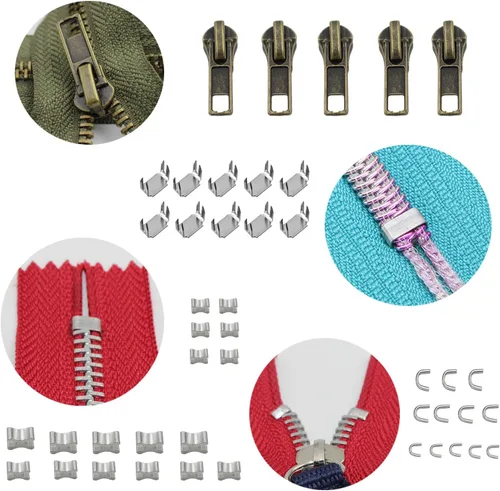 Miniatura 4 de YaHoGa Kit de reparación de cremallera de 143 piezas de repuesto con alicates de instalación para bolsos, chaquetas, tiendas de campaña, mochilas