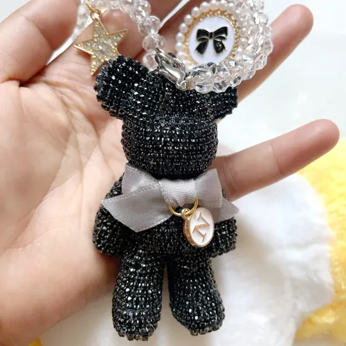 Miniatura 4 de Bonitos accesorios colgantes para espejo retrovisor de oso con brillantes, ornamentos colgantes brillantes, dijes de oso con diamantes para espejo