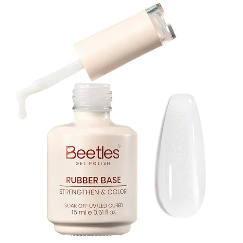 Miniatura 16 de Beetles - Esmalte de uñas en gel base rosa, 1 unidad, 0.5 onzas líquidas: color rosa desnudo 5 en 1, esmalte pastel constructor, punta francesa