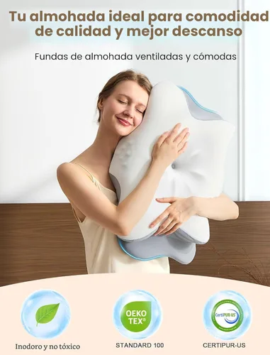 Miniatura 9 de Almohada cervical para el cuello para aliviar el dolor, almohada ergonómica de espuma viscoelástica para dormir de lado con contorno, almohada