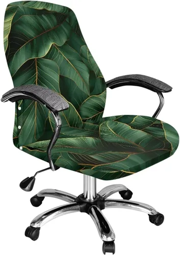 Green Leaf - Fundas para sillas de oficina en casa, fundas elásticas para sillas de escritorio de computadora, respaldo alto, universales, fundas