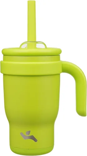 Miniatura 15 de Konokyo Vaso de 14 onzas con asa lateral, botella de agua aislada con popote y tapa 2 en 1, taza de acero inoxidable, taza de café de viaje