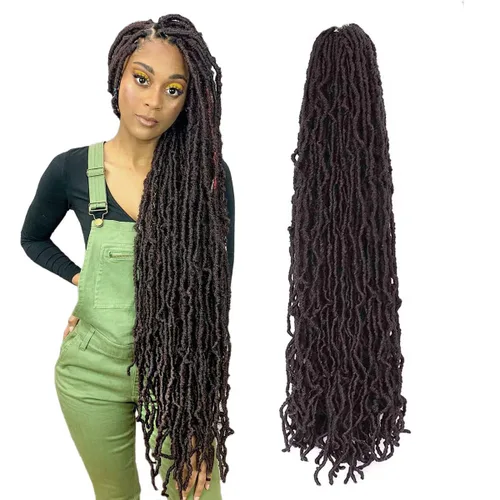 Miniatura 23 de 36 pulgadas, 7 paquetes de rastas suaves de ganchillo de cabello entero, no extendidas, largas y largas, trenzas de pelo sintético preenrolladas, 1b