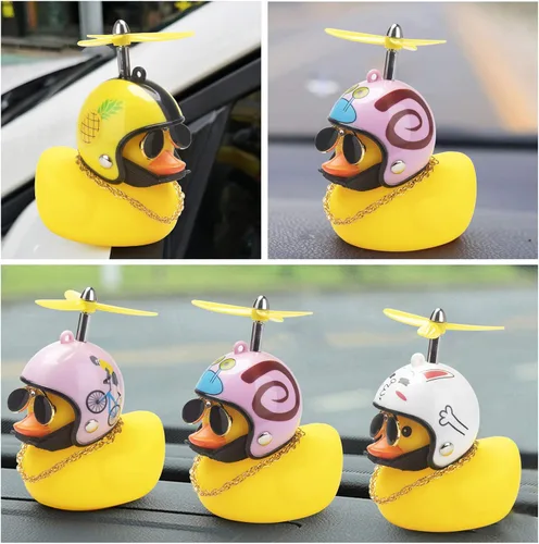 Miniatura 7 de wonuu Decoración de pato de goma para automóvil, lindo pato amarillo con hélice (piña-Y)