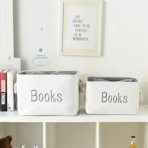 Miniatura 8 de Cesta de libros para habitación de niños, cesta de almacenamiento de libros, organizador de libros para cuarto de bebé, aula, biblioteca, caja