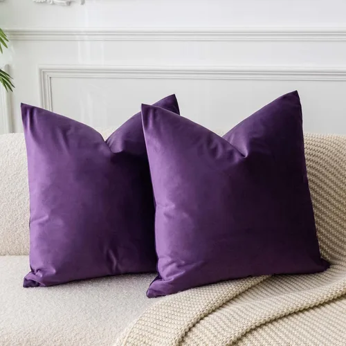 Miniatura 41 de Juspurbet - Juego de 2 fundas decorativas de terciopelo para cojines, fundas suaves para sofá, cama o sillón con cremallera oculta, para sala