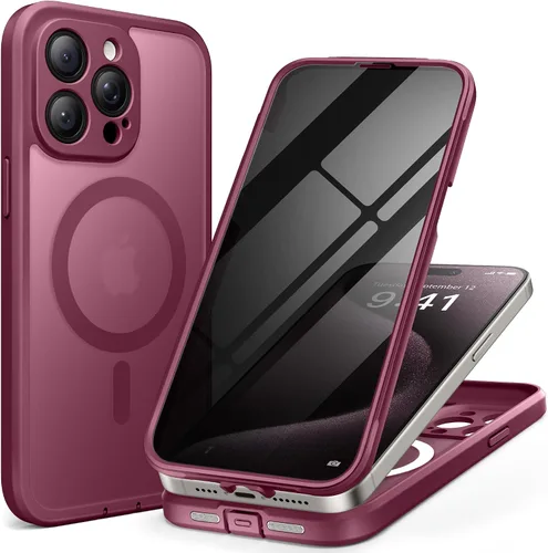 Miniatura 30 de TIESZEN Funda para iPhone 15, compatible con MagSafe, protector de pantalla de privacidad integrado y protección de cámara, antiespía, cuerpo