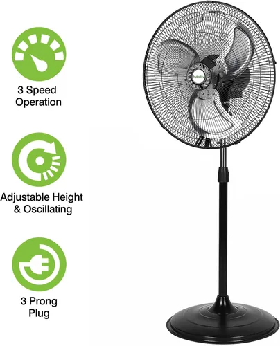 Miniatura 3 de hykolity Ventilador oscilante de pedestal de alta velocidad de 18 pulgadas con 3 velocidades, ventilador de metal resistente de 3850 CFM con aspas