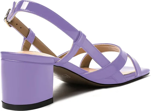 Miniatura 5 de WAYDERNS Correa ajustable para mujer, puntera cuadrada, correa de tobillo con bloque para citas, hebilla casual, puntera abierta, charol cruzado
