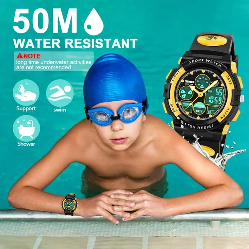 Miniatura 5 de ATIMO Reloj impermeable multifunción LED para niños - Regalos para niños Amarillo