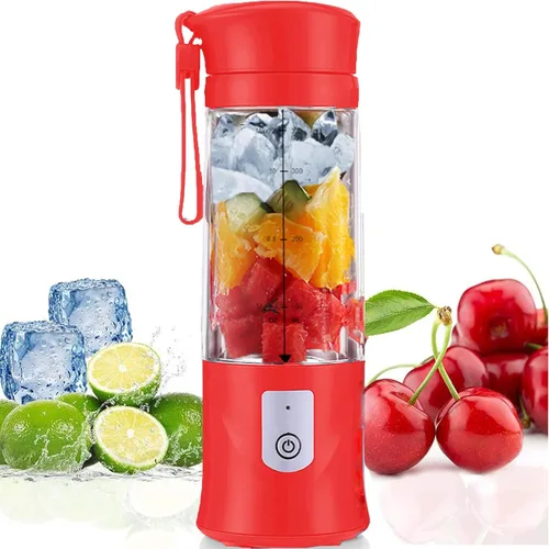 Licuadora personal para batidos y licuados, licuadora portátil, mini máquina mezcladora de jugo pequeña para cocina, oficina, gimnasio, 4000 mAh Rojo