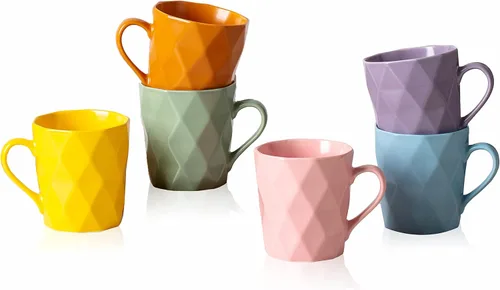 Miniatura 8 de Juego de 6 tazas de porcelana de 11 onzas, juego de tazas de té y cacao, azul, mate