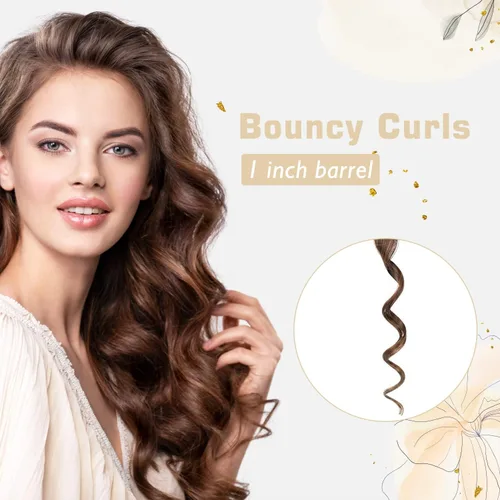 Miniatura 2 de Rizador de pelo de 1 pulgada, rizador de pelo de doble voltaje que calienta hasta 450 °F, varita rizadora profesional de turmalina de cerámica