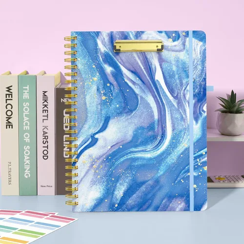 Miniatura 7 de Sooez Folio portapapeles con bloc de notas recargable, carpeta con 10 bolsillos de almacenamiento para tamaño carta, cuaderno portapapeles