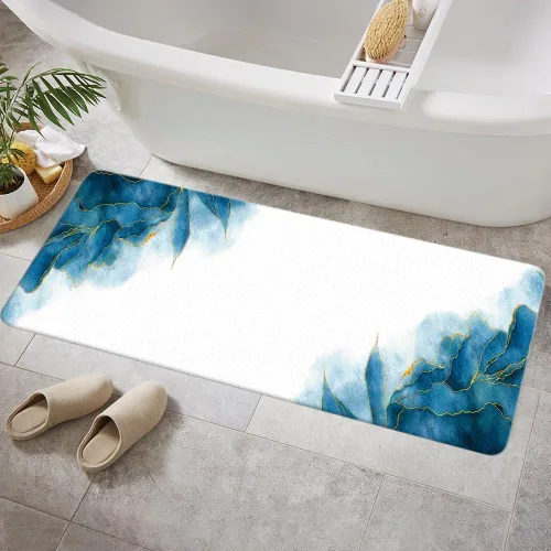 Miniatura 6 de Tapetes de baño de mármol verde y dorado para baño, de franela verde oliva esmeralda oscuro, tapete de baño para ducha, antideslizante, moderno