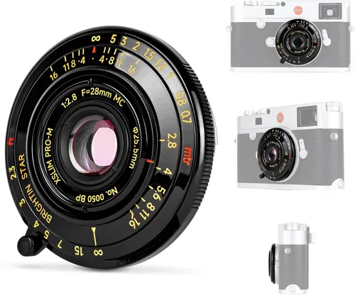 Brightin Star 28mm F2.8 Lente de Enfoque Manual de Marco Completo para Montura Leica-M, Lente de Cámara Compatible con M2 M3 M4 M5 M6 M7 M8 M9 M9P